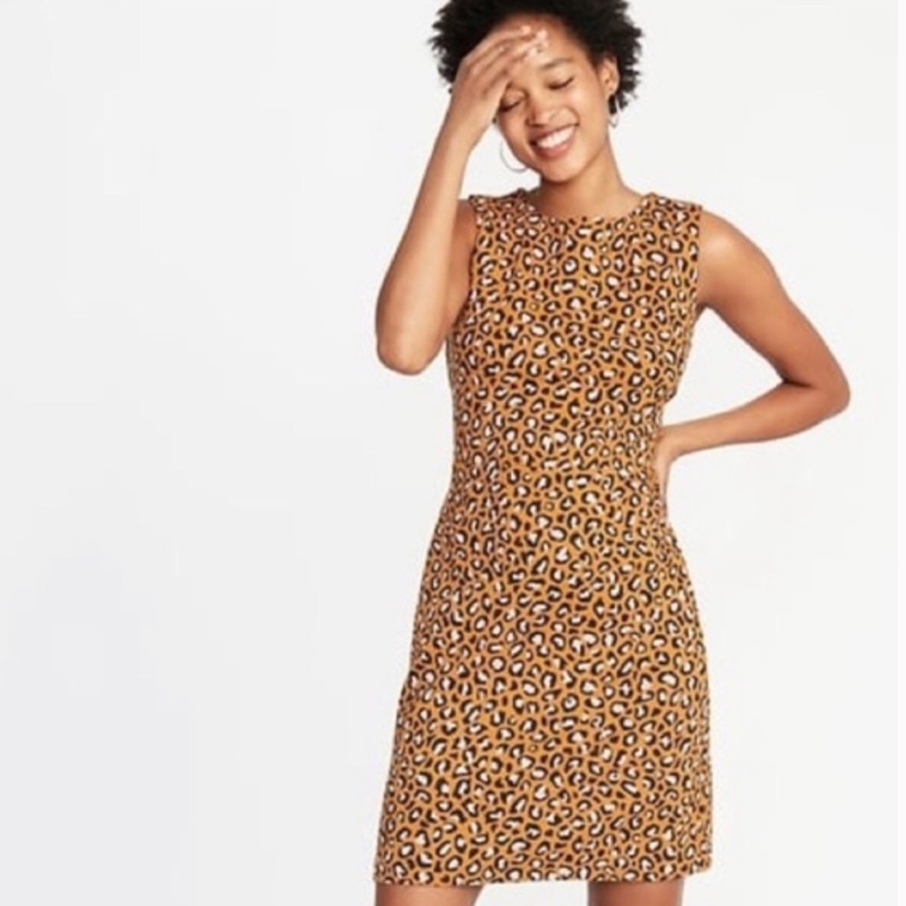 Old Navy Ponte-Knit Leopard Print Sheath Dress